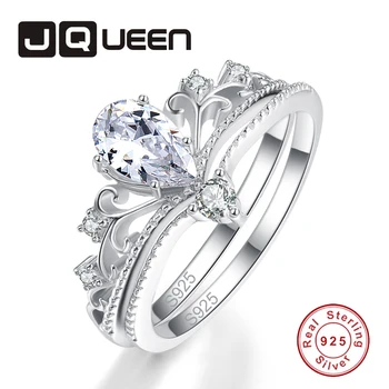 JQUEEN 2PCS Water Drop Clear Crystal Crown Ring Set 100% S925 Sterling Silver Ring Classic Fine Jewelry Women Party Gift
JQUEEN 2PCS Water Drop Clear Crystal Crown Ring Set 100% S925 Sterling Silver Ring Classic Fine Jewelry Women Party Gift