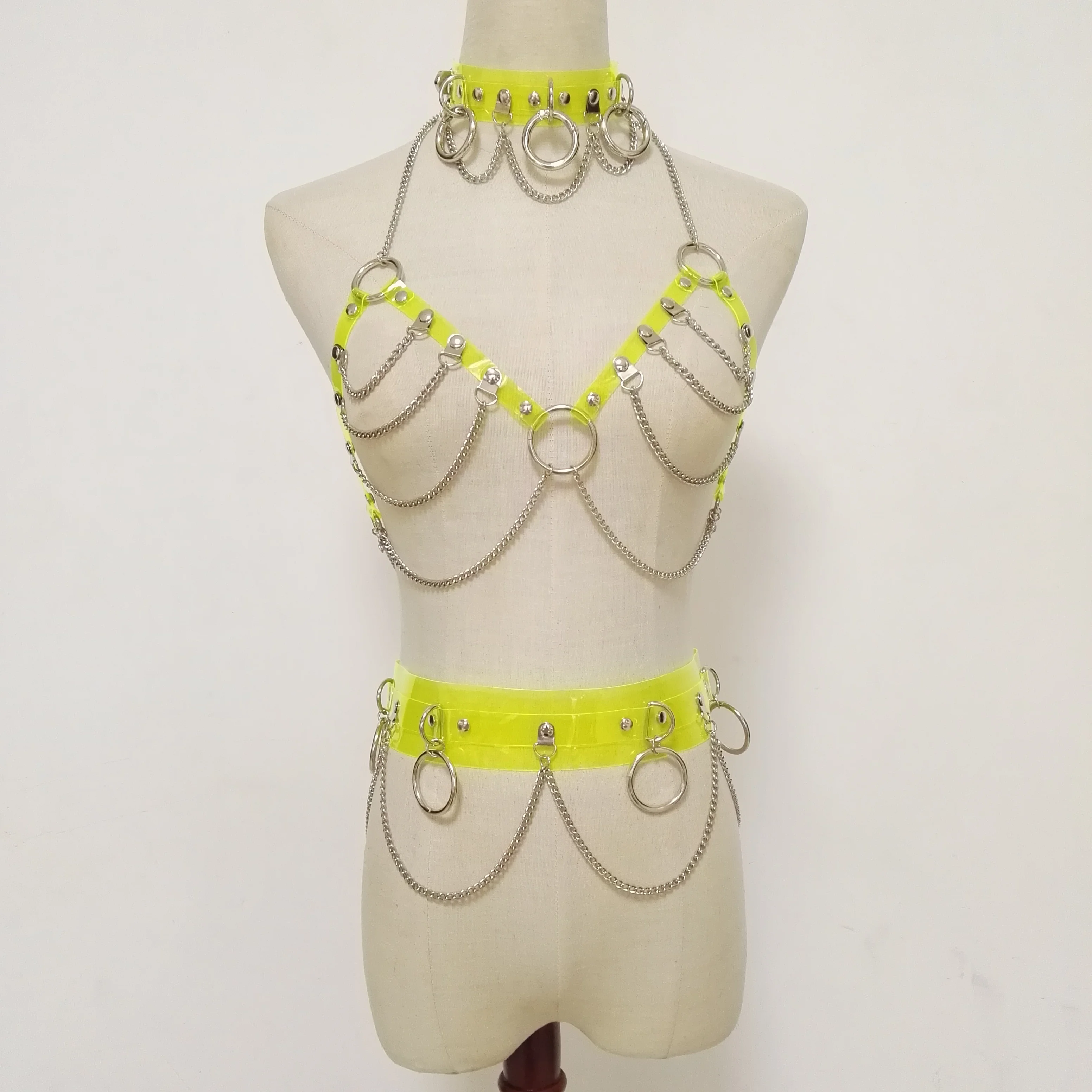 Fashion Sexy Harajuku Handmade neon green Choker harness punk Collar belt Necklace Bra Spikes Chain torques club party
Fashion Sexy Harajuku Handmade neon green Choker harness punk Collar belt Necklace Bra Spikes Chain torques club party