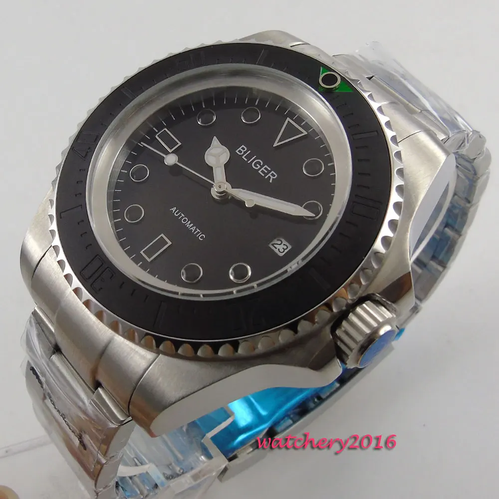44mm BLIGER Black Dial Date window Steel Band Luxury Brand Glass ceramic bezel Luminous Hands Automatic Mechanical men's Watch
44mm BLIGER Black Dial Date window Steel Band Luxury Brand Glass ceramic bezel Luminous Hands Automatic Mechanical men's Watch