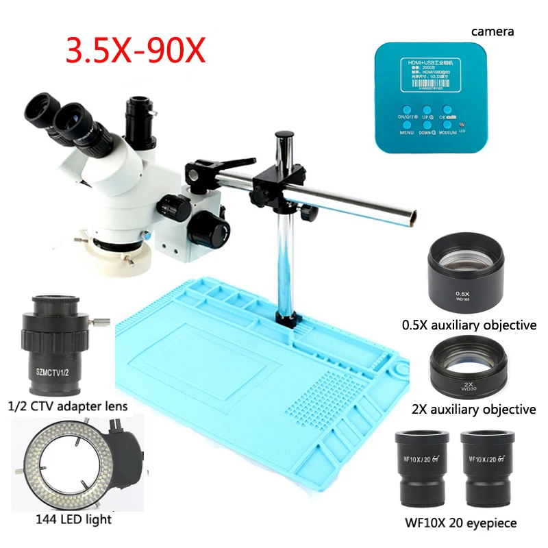 Simul Focal 3D Stereo Microscope 3.5X-90X Continuous Zoom + HD 20MP HDMI USB Camera + Stand + 144 LED Light + 8" LCD
Simul Focal 3D Stereo Microscope 3.5X-90X Continuous Zoom + HD 20MP HDMI USB Camera + Stand + 144 LED Light + 8" LCD