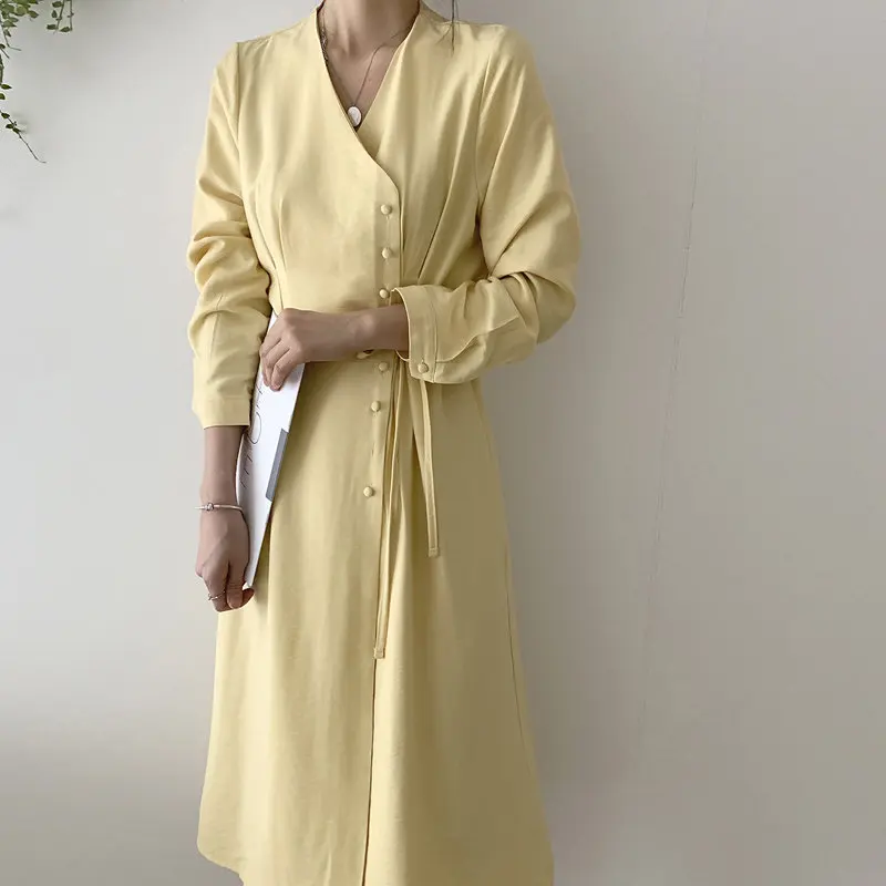 HziriP Elegant Waist-Controlled Chic Casual Solid Summer Vintage Fresh New Gentle Lace Up Slim V-Neck Women Loose Long Dresses
HziriP Elegant Waist-Controlled Chic Casual Solid Summer Vintage Fresh New Gentle Lace Up Slim V-Neck Women Loose Long Dresses
