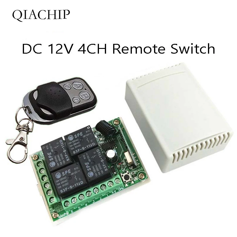 QIACHIP 433Mhz Universal Wireless Remote Control Switch DC12V 4CH Relay Receiver Module + 4 CH RF Remote 433 Mhz Transmitter DIY
QIACHIP 433Mhz Universal Wireless Remote Control Switch DC12V 4CH Relay Receiver Module + 4 CH RF Remote 433 Mhz Transmitter DIY