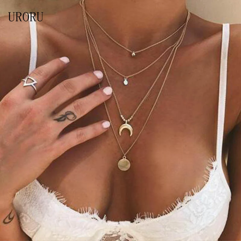 URORU Bohemian Multilayer Pendant Necklace for Women Vintage Beach Gold Color Choker Necklace Pendant Fashion Jewelry
URORU Bohemian Multilayer Pendant Necklace for Women Vintage Beach Gold Color Choker Necklace Pendant Fashion Jewelry