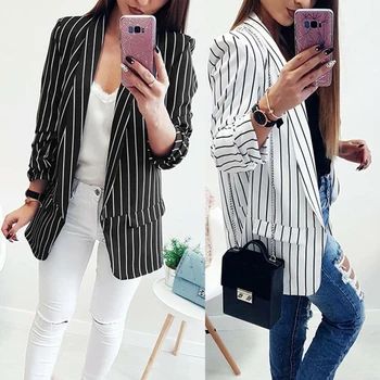 2019 Casual Blazers Spring Slim Fit Women Business Formal Jackets Office Work Ladies Black And White Stripe Blazer Coat Style 
2019 Casual Blazers Spring Slim Fit Women Business Formal Jackets Office Work Ladies Black And White Stripe Blazer Coat Style