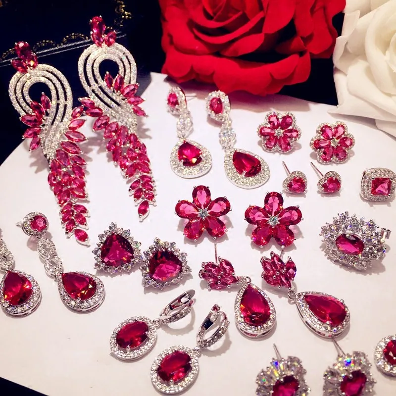 S925 Vintage Drop Earrings For Women Sterling Silver Ruby Red Cubic Zirconia Stone Temperament Luxury Fine Jewelry Top Quality
S925 Vintage Drop Earrings For Women Sterling Silver Ruby Red Cubic Zirconia Stone Temperament Luxury Fine Jewelry Top Quality