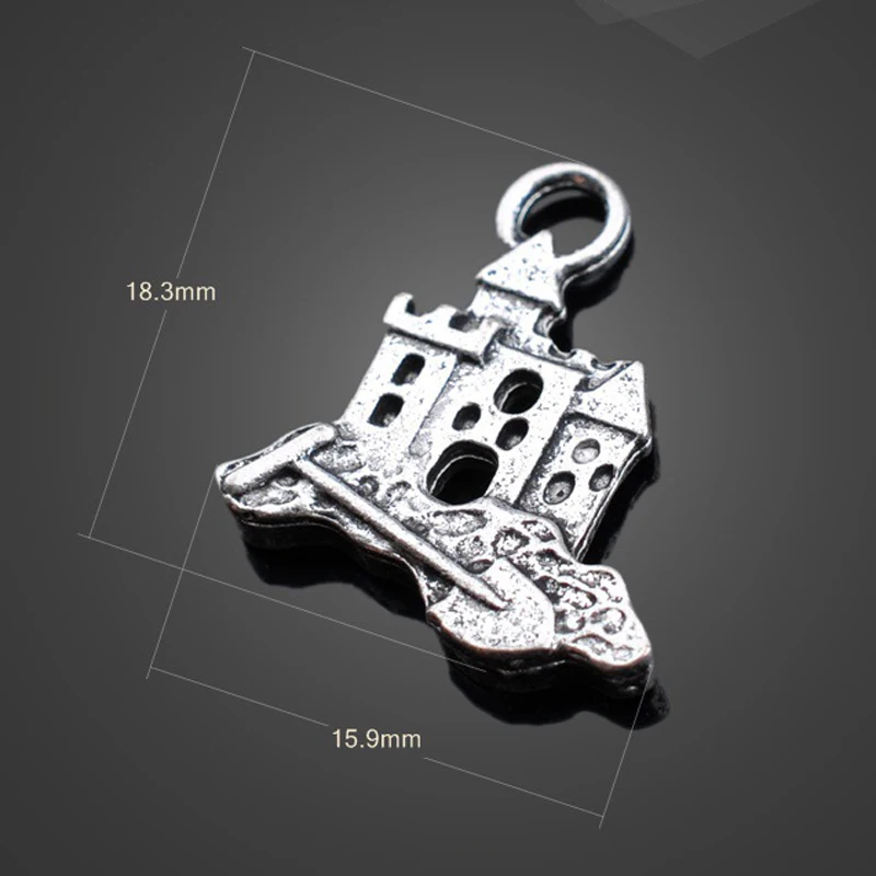 10pcs High quality Antique Silver Building Castle Charm pendant For Necklace charms Alloy Plated DIY Jewelry Accessory | Украшения и