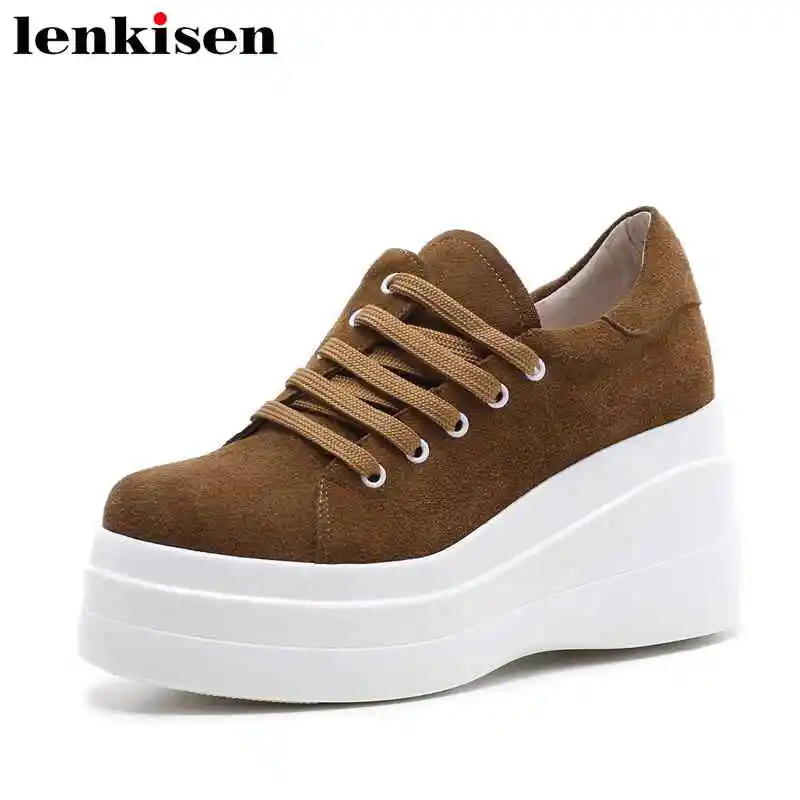 Lenkisen delicate design round toe lace up kid suede high bottom solid increasing campus runway nightclub party women pumps L13
Lenkisen delicate design round toe lace up kid suede high bottom solid increasing campus runway nightclub party women pumps L13