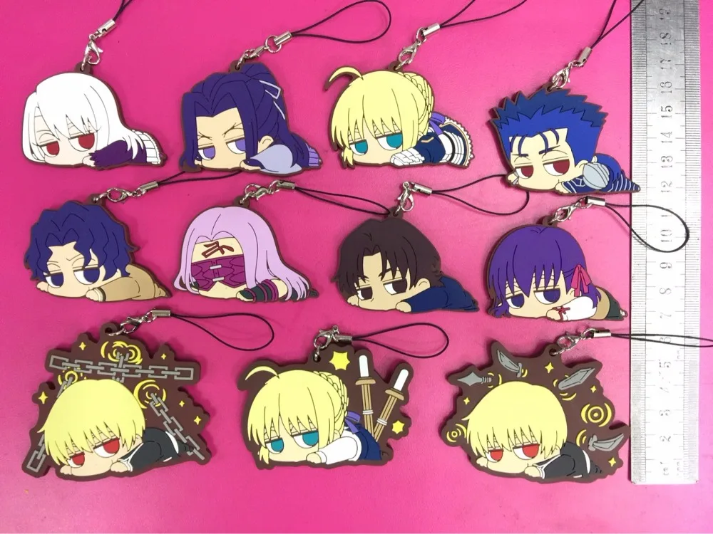 11Pcs/set Anime Fate Stay Night pvc figure FATE SABER LILY phone strap Keychain keyring pendant toys
11Pcs/set Anime Fate Stay Night pvc figure FATE SABER LILY phone strap Keychain keyring pendant toys
