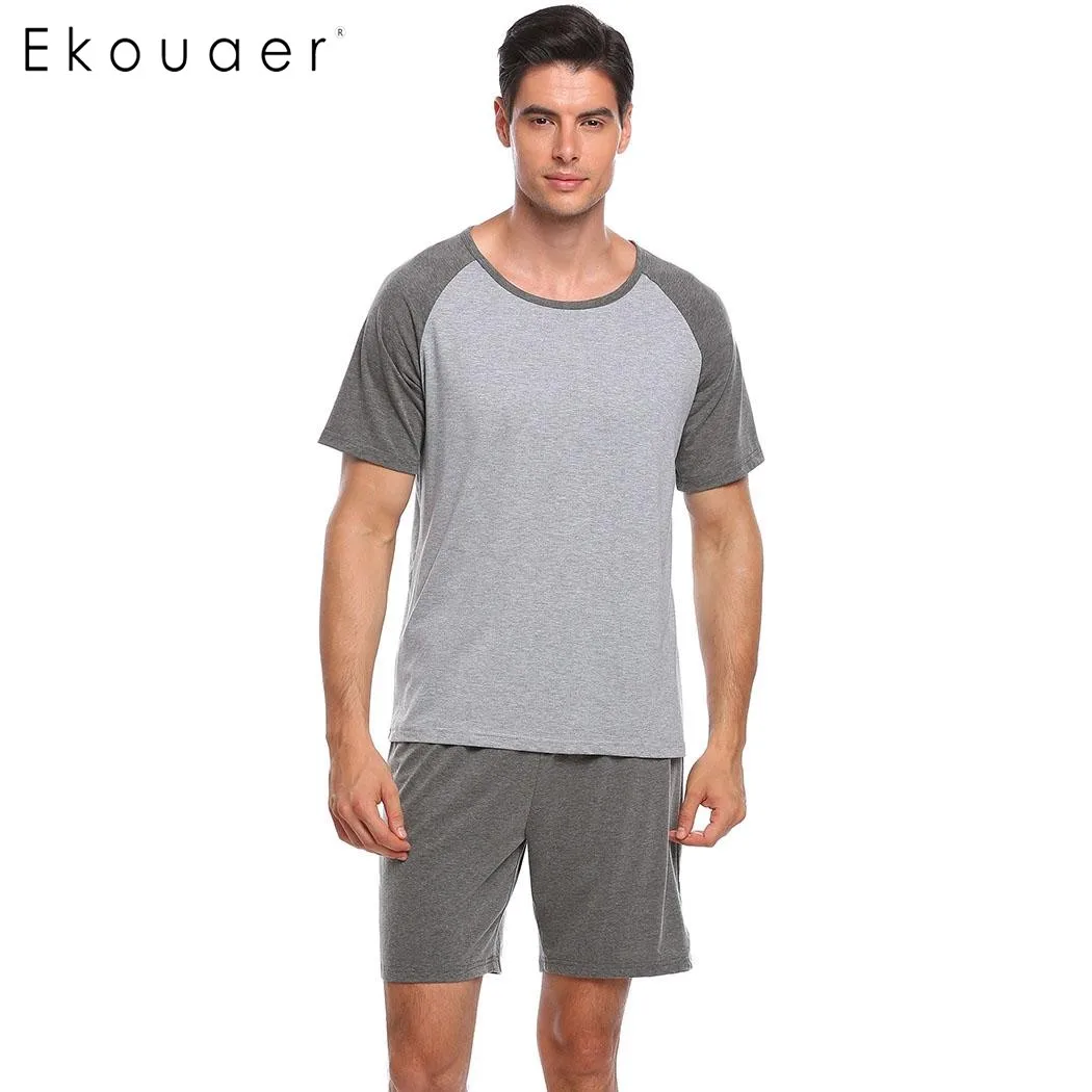 Ekouaer Men Pajama Set Nightwear Short Sleeve Tops with Elastic Waist Shorts Pajamas Sets Casual Loose Sleepwear Suit Male Cloth
Ekouaer Men Pajama Set Nightwear Short Sleeve Tops with Elastic Waist Shorts Pajamas Sets Casual Loose Sleepwear Suit Male Cloth