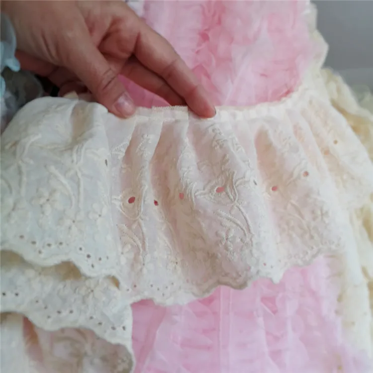 5M/lot 13cm wide cotton embroidered pleated lace bedding clothing sewing trimming lace accessories SC322
5M/lot 13cm wide cotton embroidered pleated lace bedding clothing sewing trimming lace accessories SC322