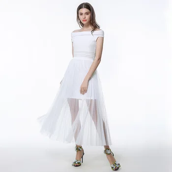 Black White Off Shoulder Mesh Dress Summer Women Perspective Gauze Knitted Patchwork Long Pleated Strapless Sexy Elegant Dresses
Black White Off Shoulder Mesh Dress Summer Women Perspective Gauze Knitted Patchwork Long Pleated Strapless Sexy Elegant Dresses