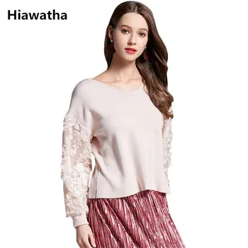 Hiawatha Cute Pullovers 2018 New V-Neck Knitted Women Sweater Chiffon Puff Sleeve Patchwork Sweaters M042
Hiawatha Cute Pullovers 2018 New V-Neck Knitted Women Sweater Chiffon Puff Sleeve Patchwork Sweaters M042