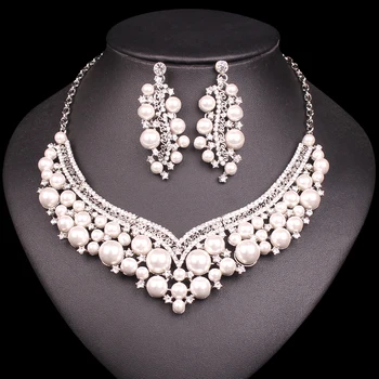 Fashion Bridal Jewelry Sets Imitation Pearl Statement Necklace Earrings Sets Indian Wedding Costume Jewellery Gifts For Women
Fashion Bridal Jewelry Sets Imitation Pearl Statement Necklace Earrings Sets Indian Wedding Costume Jewellery Gifts For Women