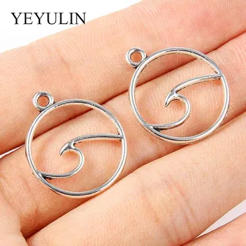 20pcs Silver Plated Abstract Openwork Ocean Wave Round Circle Charms Pendant For DIY Jewelry Making 23*19mm
20pcs Silver Plated Abstract Openwork Ocean Wave Round Circle Charms Pendant For DIY Jewelry Making 23*19mm