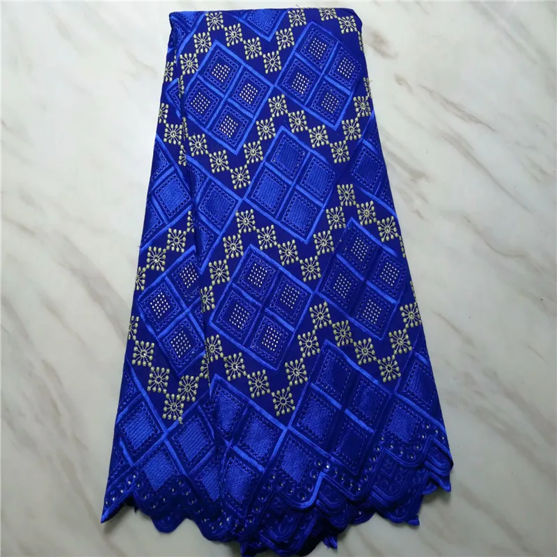 2019 New Design Royalblue African Swiss Voile Lace Fabric High Quality Nigerian Swiss Cotton Voile Lace Fabric For dress