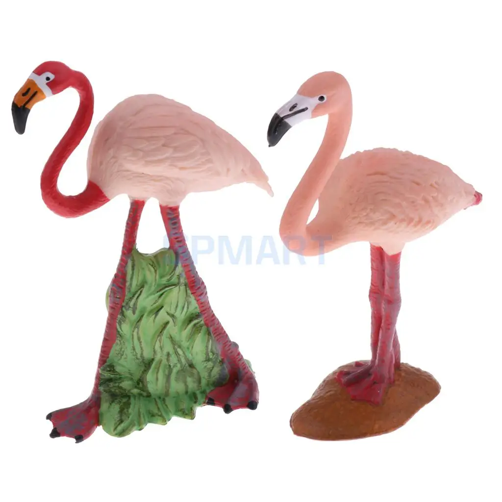 2pcs Realistic Wildlife Animal Flamingo Model Figurine Nature Educational Toy Home Decoration Xmas Gifts