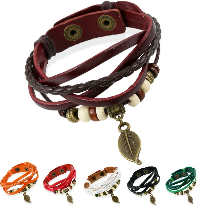 Newest 100% Handmade Woven Retro Elegant Leaf Pendant Genuine Leather Bracelet Watchband Personalized Charm Jewelry For Women
Newest 100% Handmade Woven Retro Elegant Leaf Pendant Genuine Leather Bracelet Watchband Personalized Charm Jewelry For Women
