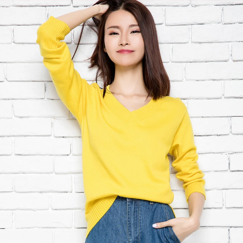 LHZSYY Autumn Winter New V-Collar Cashmere Sweater vogue Loose Short paragraph Wool Knit pullovers Solid color Women's Sweaters
LHZSYY Autumn Winter New V-Collar Cashmere Sweater vogue Loose Short paragraph Wool Knit pullovers Solid color Women's Sweaters