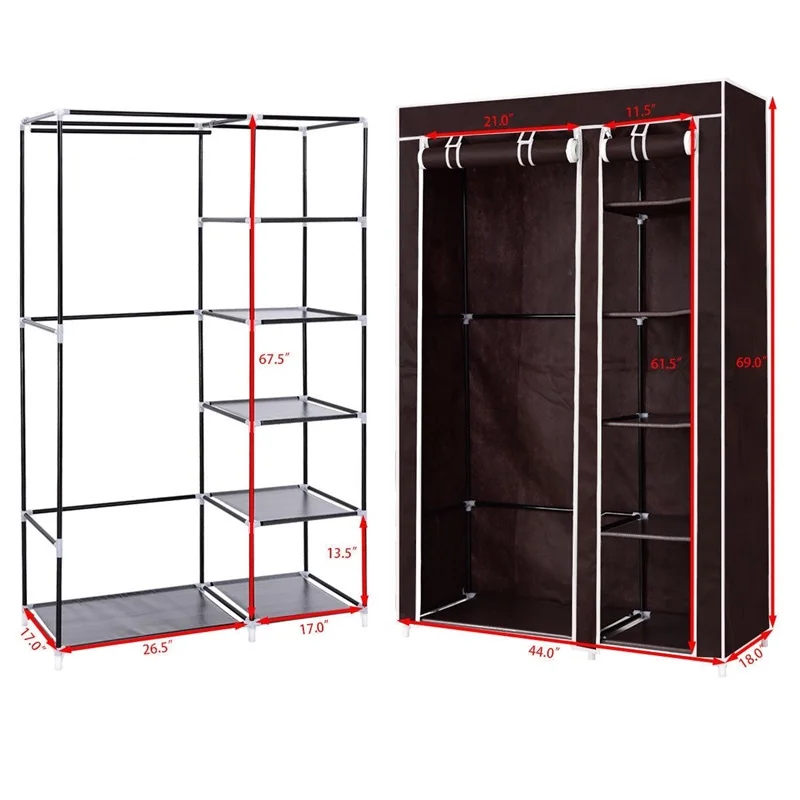 69" Portable Closet Storage Organizer Clothes Wardrobe Steel Tube Sturdy Durable Construction Zipper Dust Proof Fabric HW54397BN
69" Portable Closet Storage Organizer Clothes Wardrobe Steel Tube Sturdy Durable Construction Zipper Dust Proof Fabric HW54397BN