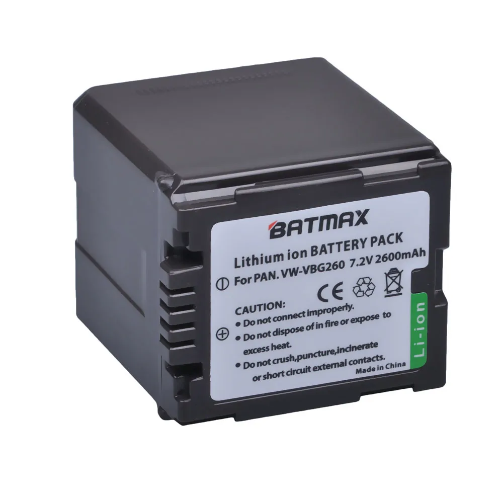 

Batmax 1pc 2600mAh VW-VBG260 VW VBG260 VWVBG260 Rechargeable Camera Battery For Panasonic HS250 SDR-SD7 HDC-MDH1 HDC-SD1 HDC-SD3