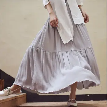 Qooth 2019 Summer Spring Women Long Skirt Elastic Waist Linen Pleated Skirts Casual Beach Maxi Skirt Loose Solid Saia QH1729
Qooth 2019 Summer Spring Women Long Skirt Elastic Waist Linen Pleated Skirts Casual Beach Maxi Skirt Loose Solid Saia QH1729