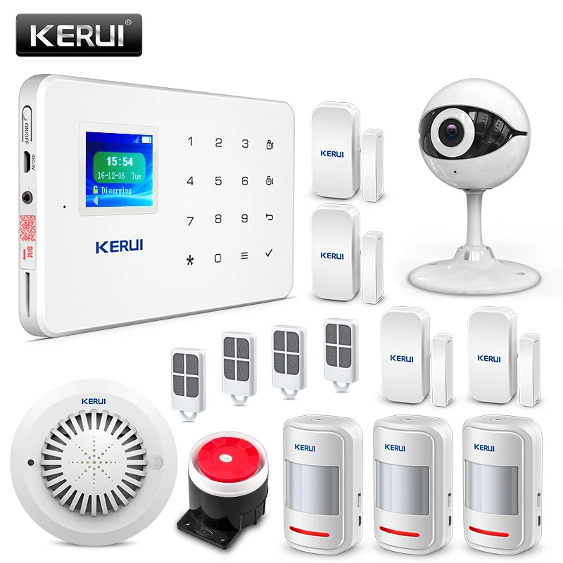 

KERUI G18 Wireless GSM Burglar Home Security Alarm System Android IOS APP Remote Control With IP Camera Smoke Detector