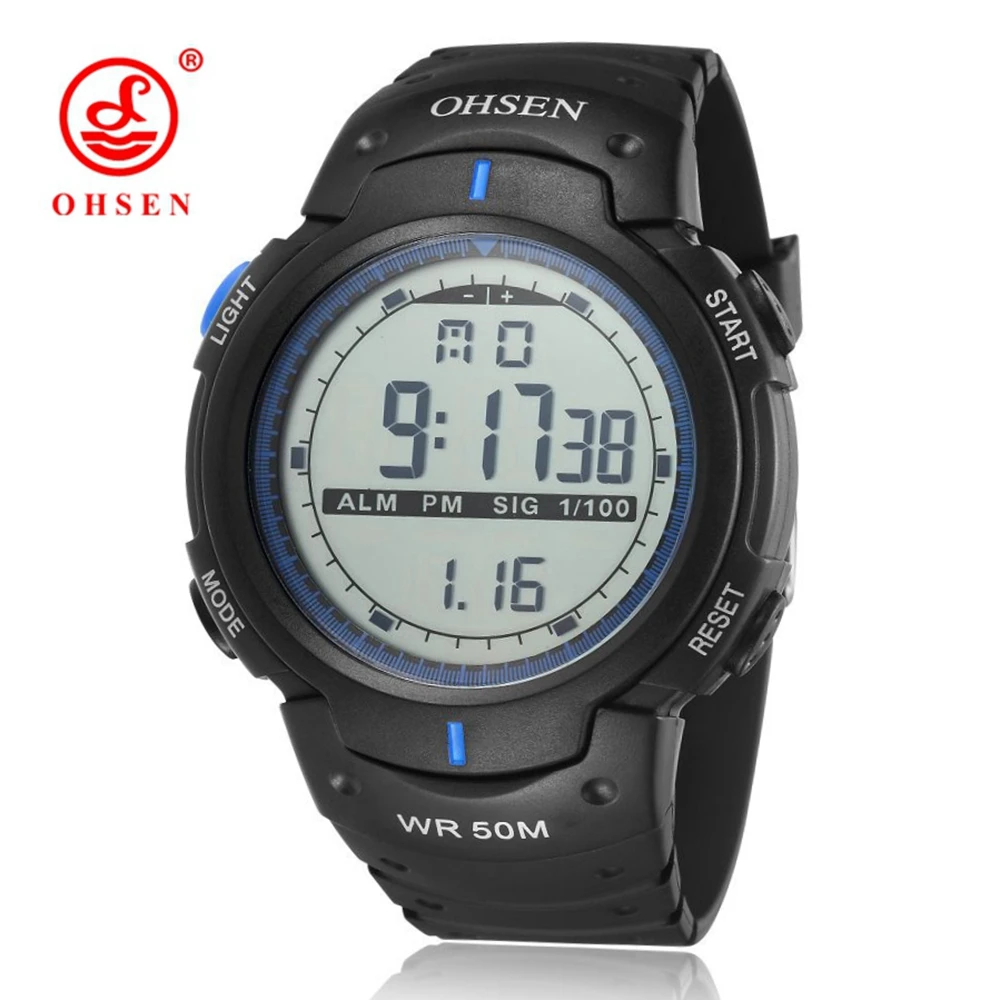 OHSEN Digital Relogio Man Wristwatch Blue Rubber Strap Alarm Date Chronograph LCD 50M Swim Sport Male Watch Clock Horloge Gift
OHSEN Digital Relogio Man Wristwatch Blue Rubber Strap Alarm Date Chronograph LCD 50M Swim Sport Male Watch Clock Horloge Gift