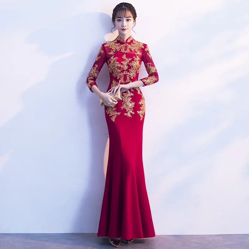 Sexy Red Satin Oriental Style Dresses Chinese Bride Vintage Traditional Wedding Cheongsam Dress Long Qipao Plus Size XS-3XL
Sexy Red Satin Oriental Style Dresses Chinese Bride Vintage Traditional Wedding Cheongsam Dress Long Qipao Plus Size XS-3XL