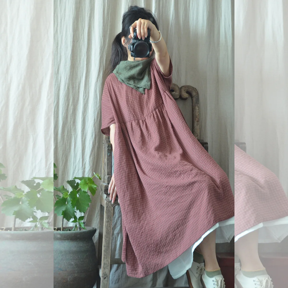 Women Cotton Short Sleeve Plaid Dress Ladies Retro Loose Dress Female Vintage Dress Summer Dresses 2018 Cute
Women Cotton Short Sleeve Plaid Dress Ladies Retro Loose Dress Female Vintage Dress Summer Dresses 2018 Cute