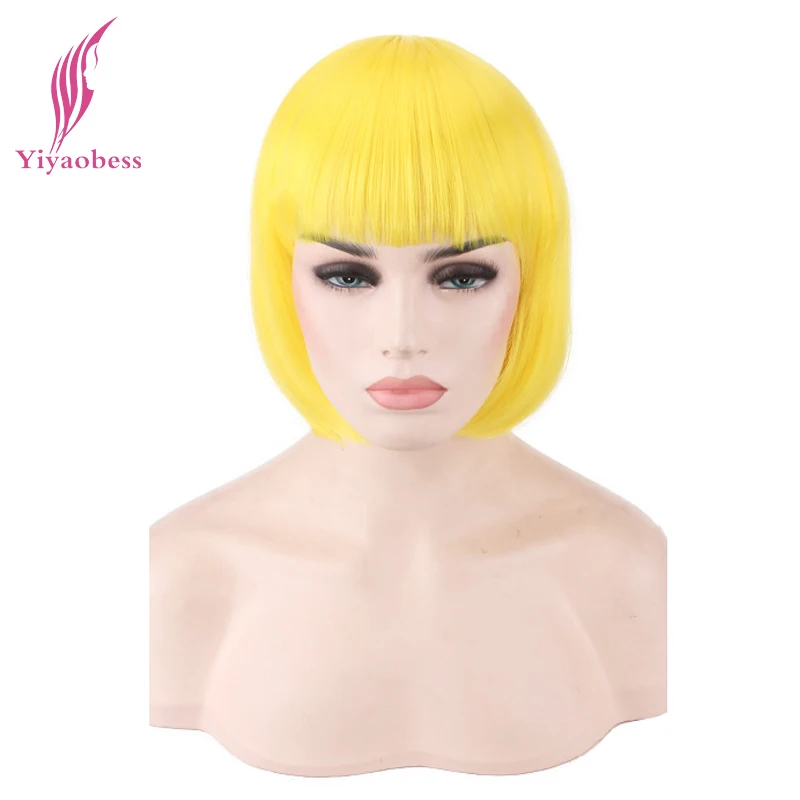 Yiyaobess Synthetic Short Straight Yellow Pink Green Blue White Red Blonde Gray Brown Black Bob Wig With Bangs Cosplay Female
Yiyaobess Synthetic Short Straight Yellow Pink Green Blue White Red Blonde Gray Brown Black Bob Wig With Bangs Cosplay Female