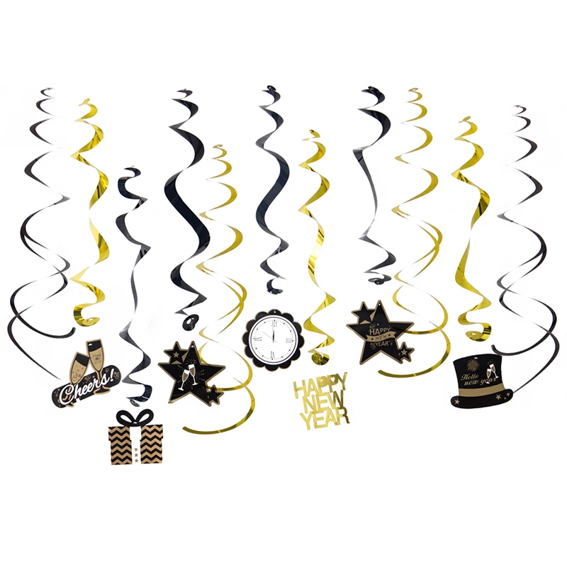 Happy New Year Ceiling Hanging Swirl Party Decorations Metallic Foil Dangling Swirls for Festive Home Decoration Accessories
Happy New Year Ceiling Hanging Swirl Party Decorations Metallic Foil Dangling Swirls for Festive Home Decoration Accessories