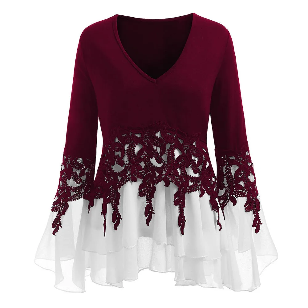 Fashion Female T-Shirt 2018 Applique T Shirts For Long Sleeve V-Neck Ladies Loose Chiffon Autumn t-shirt Pullover Tops 18Sep7
Fashion Female T-Shirt 2018 Applique T Shirts For Long Sleeve V-Neck Ladies Loose Chiffon Autumn t-shirt Pullover Tops 18Sep7