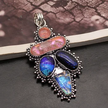 Fantasy Vintage Rainbow Dichroic Glass Silver Color Charms Necklace Pendants AK85
Fantasy Vintage Rainbow Dichroic Glass Silver Color Charms Necklace Pendants AK85