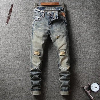 Italian Vintage Style Fashion Men Jeans Retro Wash Slim Fit Ripped Jeans Men Hip Hop Pants Streetwear Motor Biker Jeans Homme
Italian Vintage Style Fashion Men Jeans Retro Wash Slim Fit Ripped Jeans Men Hip Hop Pants Streetwear Motor Biker Jeans Homme