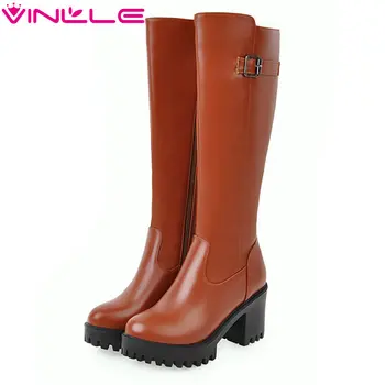 VINLLE 2020 Woman Boots Knee High Boots Square High Heel Genuine leather Zipper Women Shoes Ladies Motorcycle Boots Size 34-43
VINLLE 2020 Woman Boots Knee High Boots Square High Heel Genuine leather Zipper Women Shoes Ladies Motorcycle Boots Size 34-43