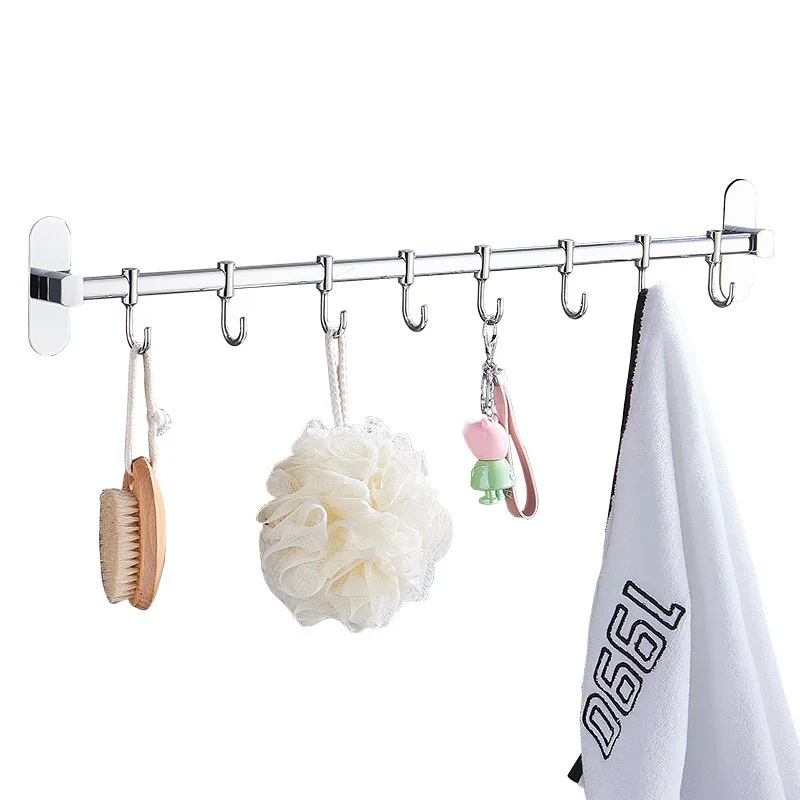 Wall Mounted Stainless Steel Hanging Rack Rail With 7 Removable Hooks For Kitchen Bathroom
Wall Mounted Stainless Steel Hanging Rack Rail With 7 Removable Hooks For Kitchen Bathroom
