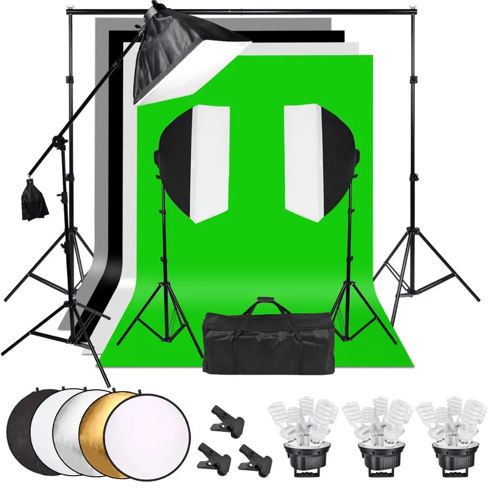 ZUOCHEN 3375W Photo Studio Softbox Continuous Lighting Kit 5 Light Socket 50*70CM Softbox Boom Arm 4Pcs Backdrop 2m Light Stand
ZUOCHEN 3375W Photo Studio Softbox Continuous Lighting Kit 5 Light Socket 50*70CM Softbox Boom Arm 4Pcs Backdrop 2m Light Stand