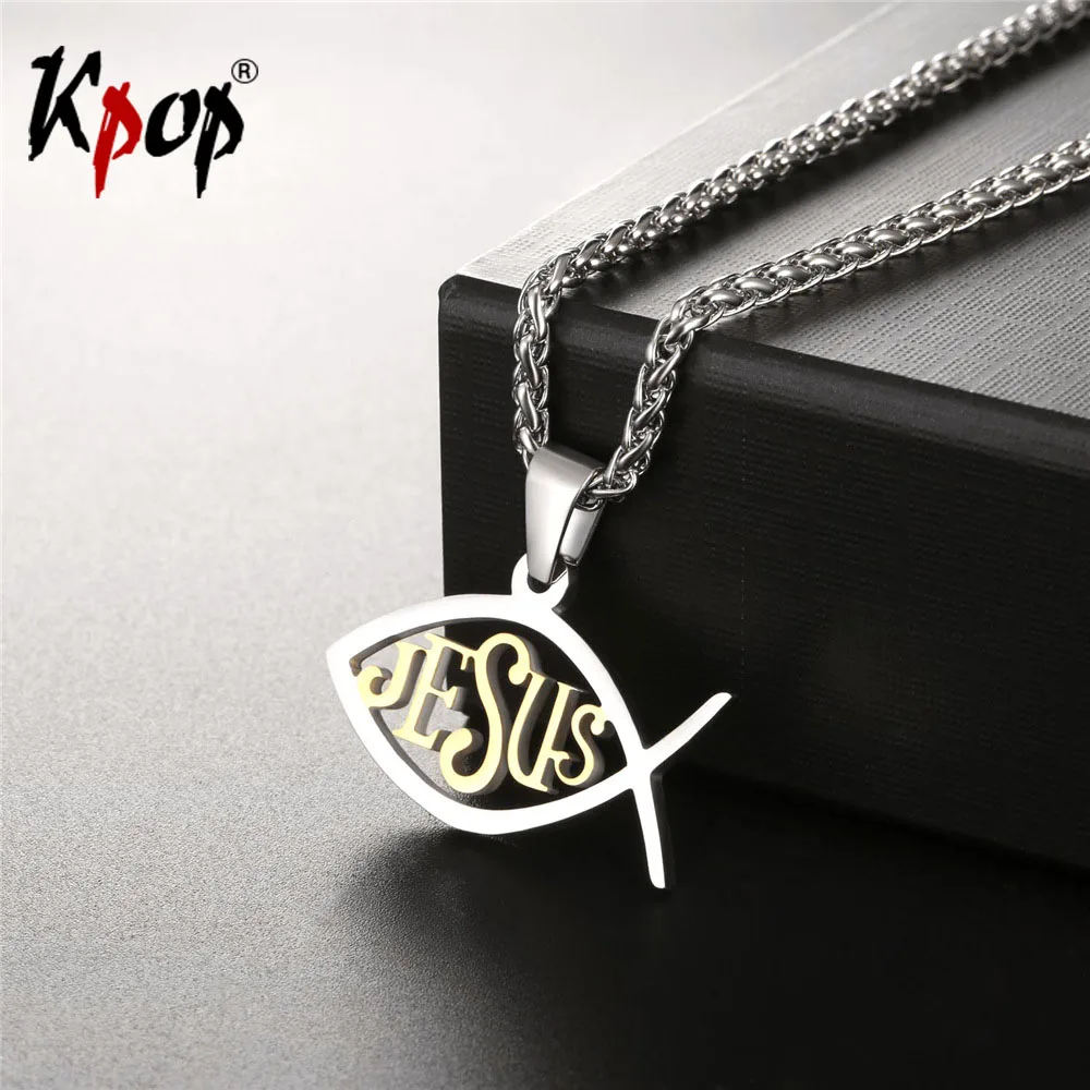 Kpop Christian Fish Necklace Gold/Black Color Stainless Steel Wholesale Trendy Jesus Animals Necklaces & Pendants P2521
Kpop Christian Fish Necklace Gold/Black Color Stainless Steel Wholesale Trendy Jesus Animals Necklaces & Pendants P2521