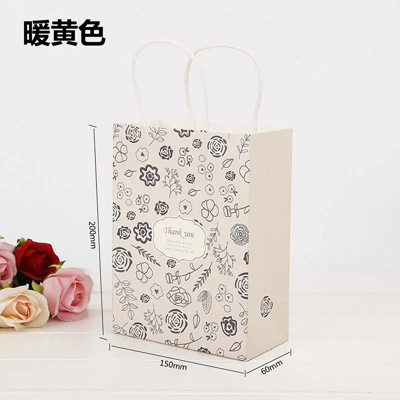 Image 20pcs lot Natural kraft paper bag with handle Wedding Party Favor Paper Gift Bags