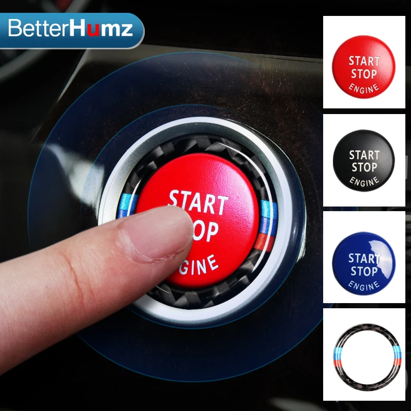 1pc Carbon Fiber M Stripe Engine Start Button Cover Ring Trim For BMW E90 E92