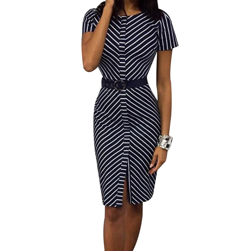 Summer Dress Women Straight Short Sleeve O Neck Dress Vintage Striped Print Dress Office Lady Knee Length vestidos de verano H30
Summer Dress Women Straight Short Sleeve O Neck Dress Vintage Striped Print Dress Office Lady Knee Length vestidos de verano H30