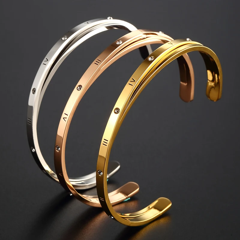 JOVO Luxury 3 Colors Open Cuff Bracelets for Women 2 Style Roman Numerals with CZ Design Women Bracelets & Bangles Jewelry Sale
JOVO Luxury 3 Colors Open Cuff Bracelets for Women 2 Style Roman Numerals with CZ Design Women Bracelets & Bangles Jewelry Sale