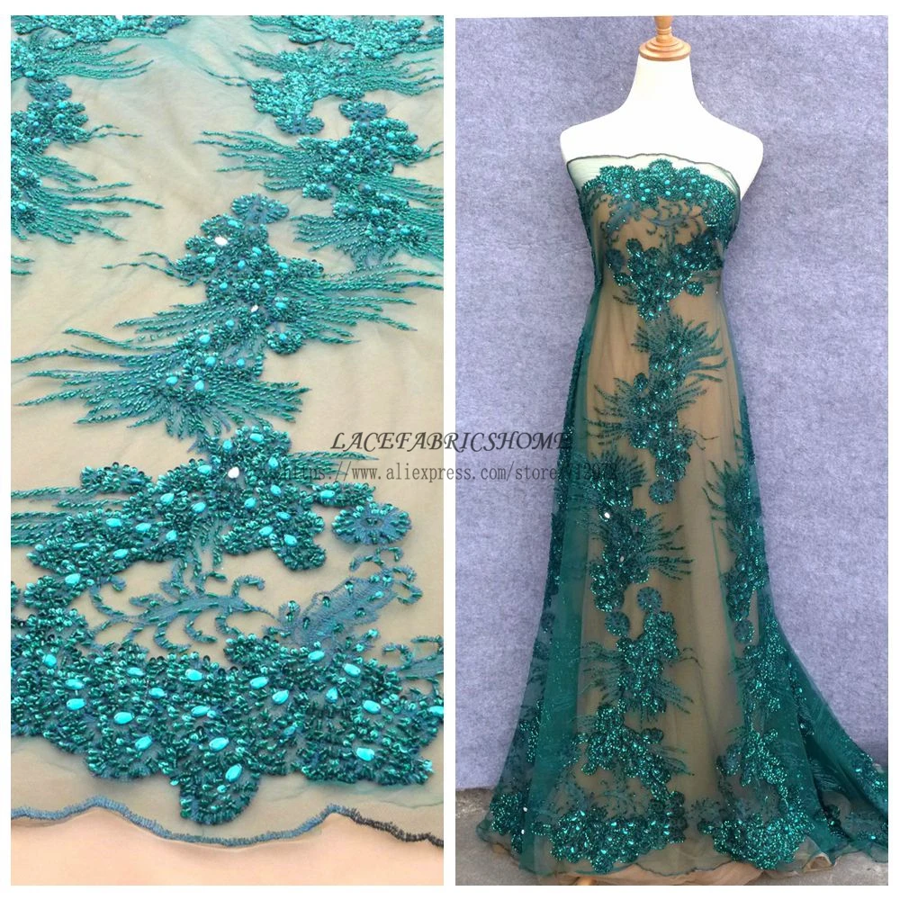 New deep green/off white handmade heavy beadssequins wedding/evening/show dress lace fabric 51'' width 1 yard wholesale
New deep green/off white handmade heavy beadssequins wedding/evening/show dress lace fabric 51'' width 1 yard wholesale