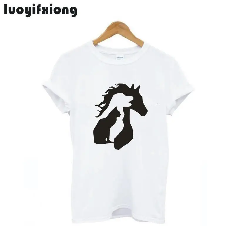 ANIMAL LOVER Horse Dog Cat Print Women Tshirt Casual Short Sleeve Hipster Tee Shirt Femme Funny T Shirt Women Tops Plus Size 2XL
ANIMAL LOVER Horse Dog Cat Print Women Tshirt Casual Short Sleeve Hipster Tee Shirt Femme Funny T Shirt Women Tops Plus Size 2XL