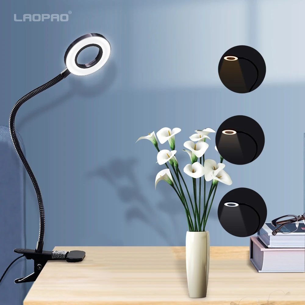 LAOPAO led clip desk lamp flexible 3000k 4000k 6000k 10 level dimming LED book light USB clip eye protection bedroom table lamp
LAOPAO led clip desk lamp flexible 3000k 4000k 6000k 10 level dimming LED book light USB clip eye protection bedroom table lamp