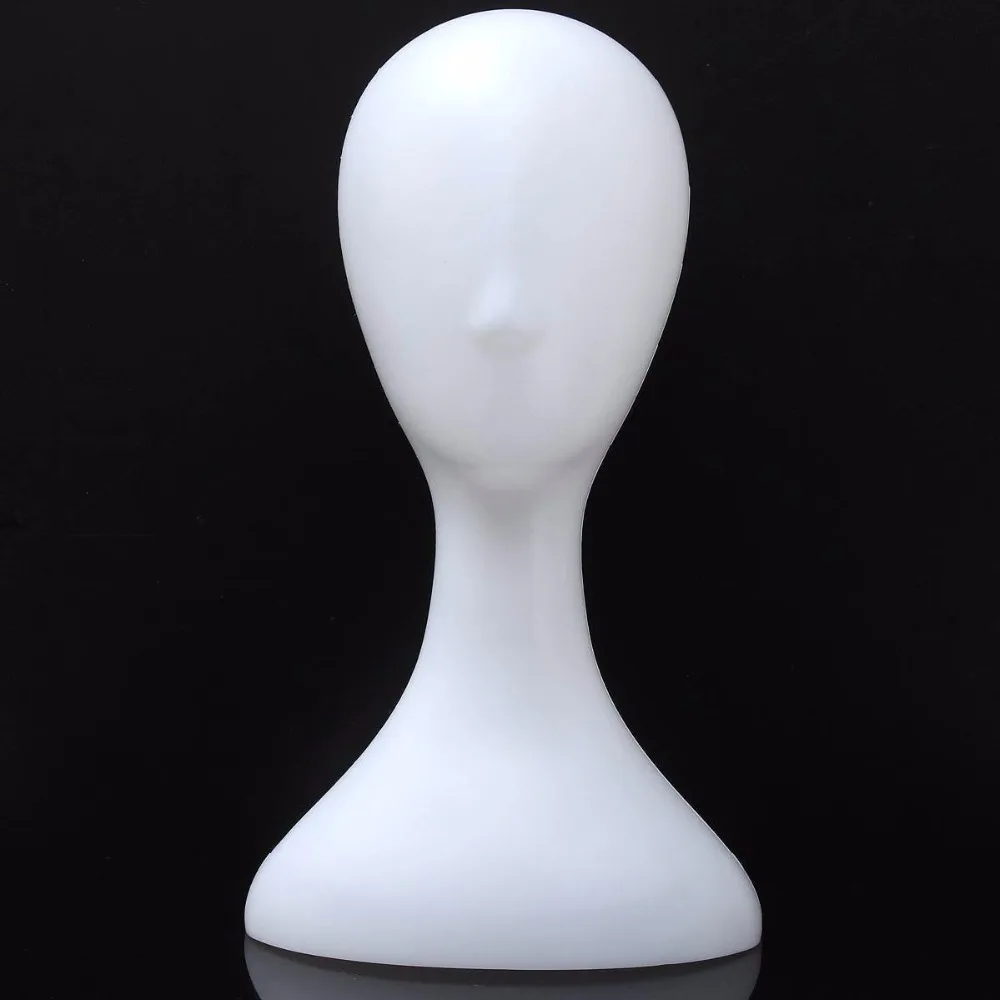 CAMMITEVER Female Plastic Abstract Mannequin Manikin Head Model Wig Hair Display Stand (White)