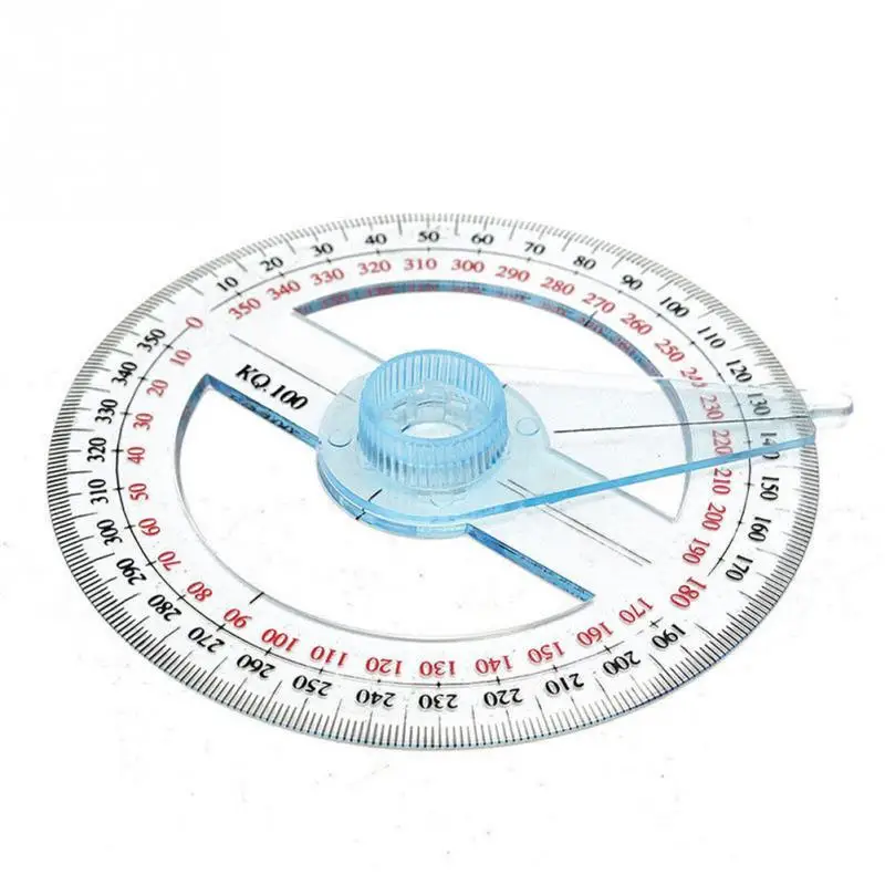 2Pc 10cm Plastic 360 Degree Pointer Protractor Angle Ruler for School Office