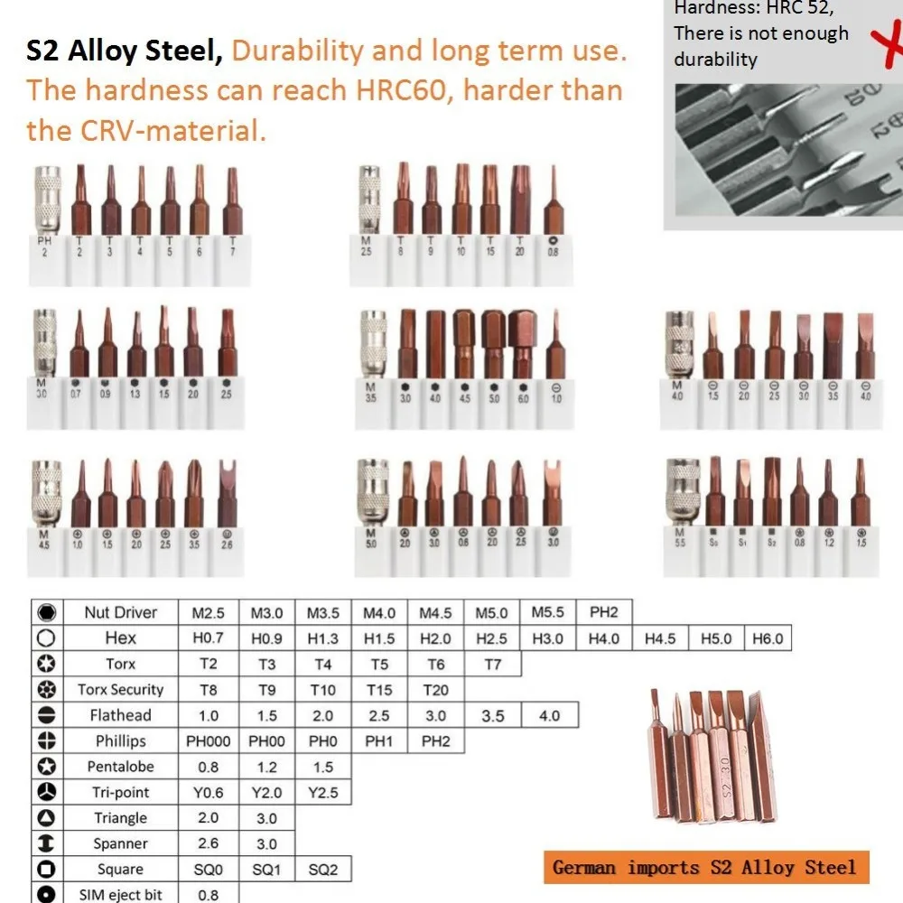 Набор прецизионных магнитных отверток UNeefull S2 Steel 60 в 1 профессиональный набор