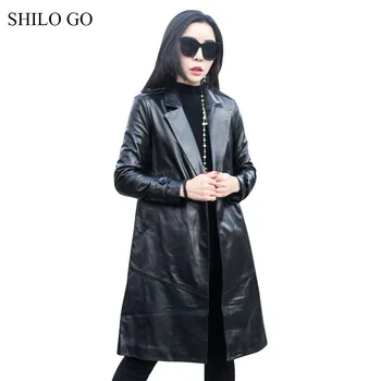 SHILO GO Leather Trench Womens Spring Fashion sheepskin genuine leather Long Coat lapel collar single button office lady A Line
SHILO GO Leather Trench Womens Spring Fashion sheepskin genuine leather Long Coat lapel collar single button office lady A Line