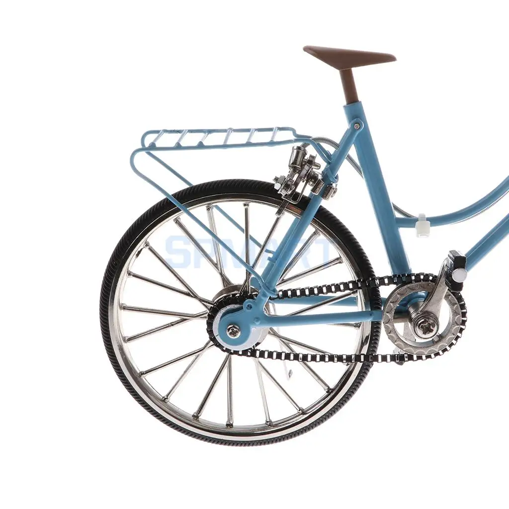 1:10 Scale Alloy Diecast Racing Bike w/Basket & Seat Model Replica Bicycle Cycling Toy Collection Blue